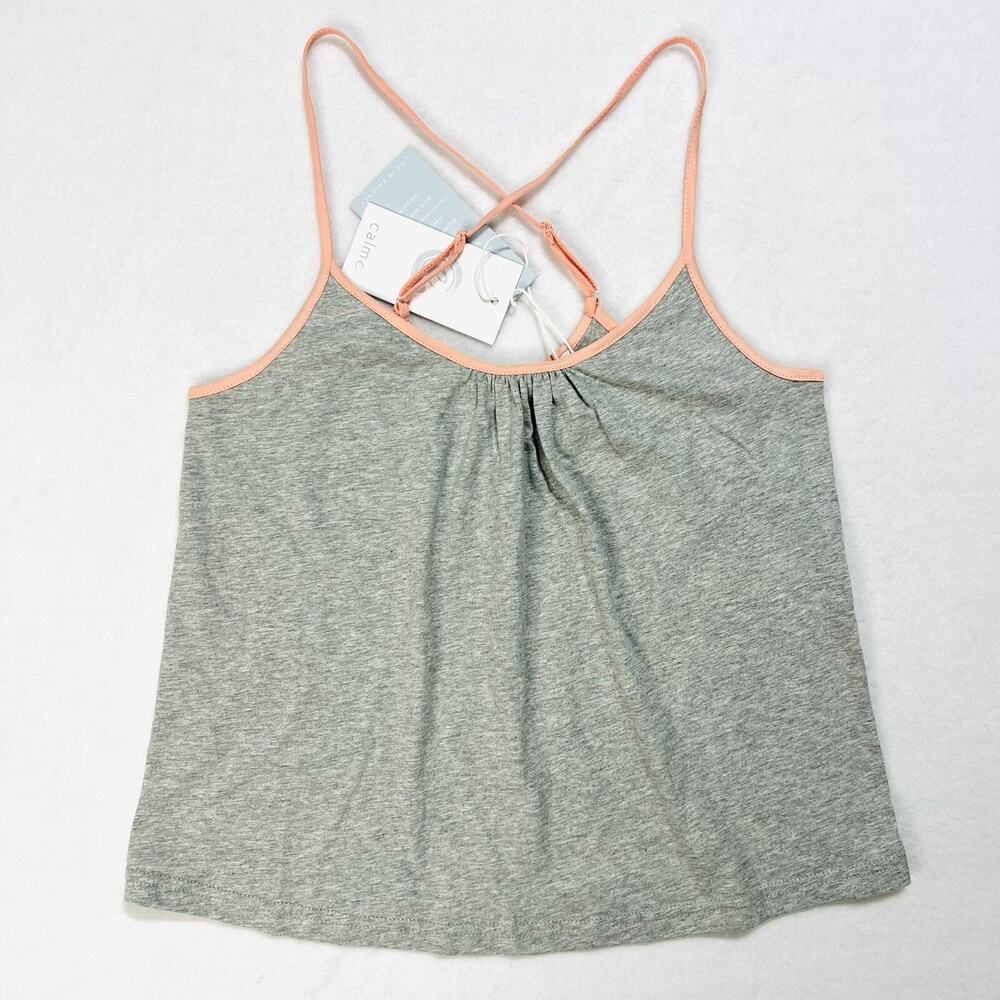 Calme x Johnny Was Night & Day Women’s Small Gray Tank Top Activewear NWT